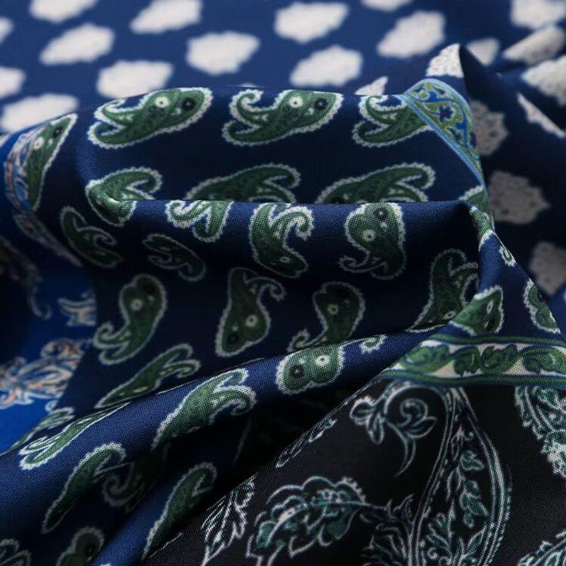 Kaslead New Arrival Women's Fashion Style Patchwork Print Silk Satin Texture Shirt 2298073