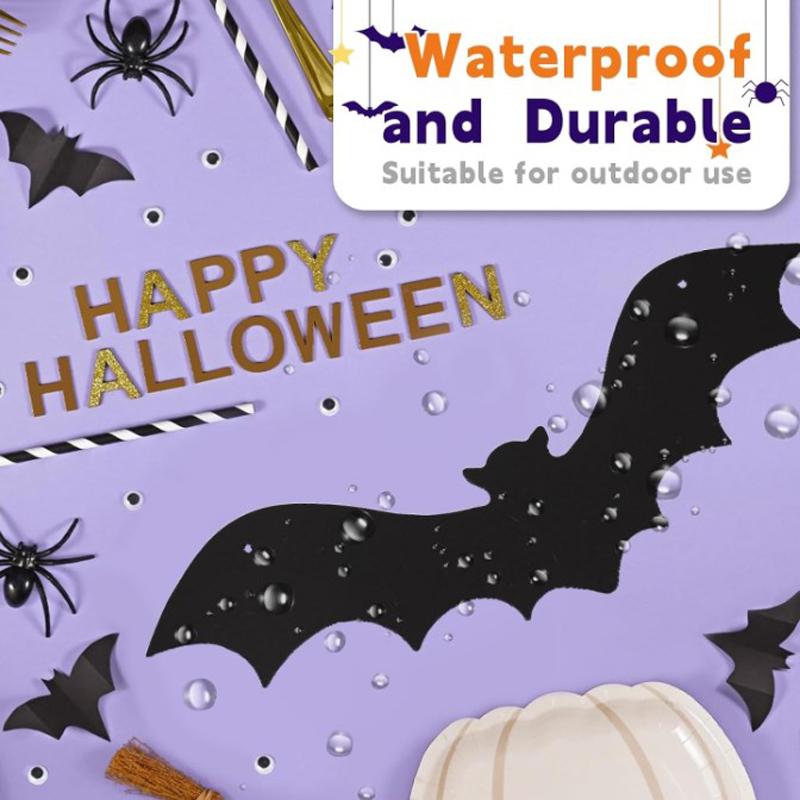 

18PCS Halloween Hanging Bats decorations,Halloween Black Flying Bat Hanging Decorations with Glowing Eyes set