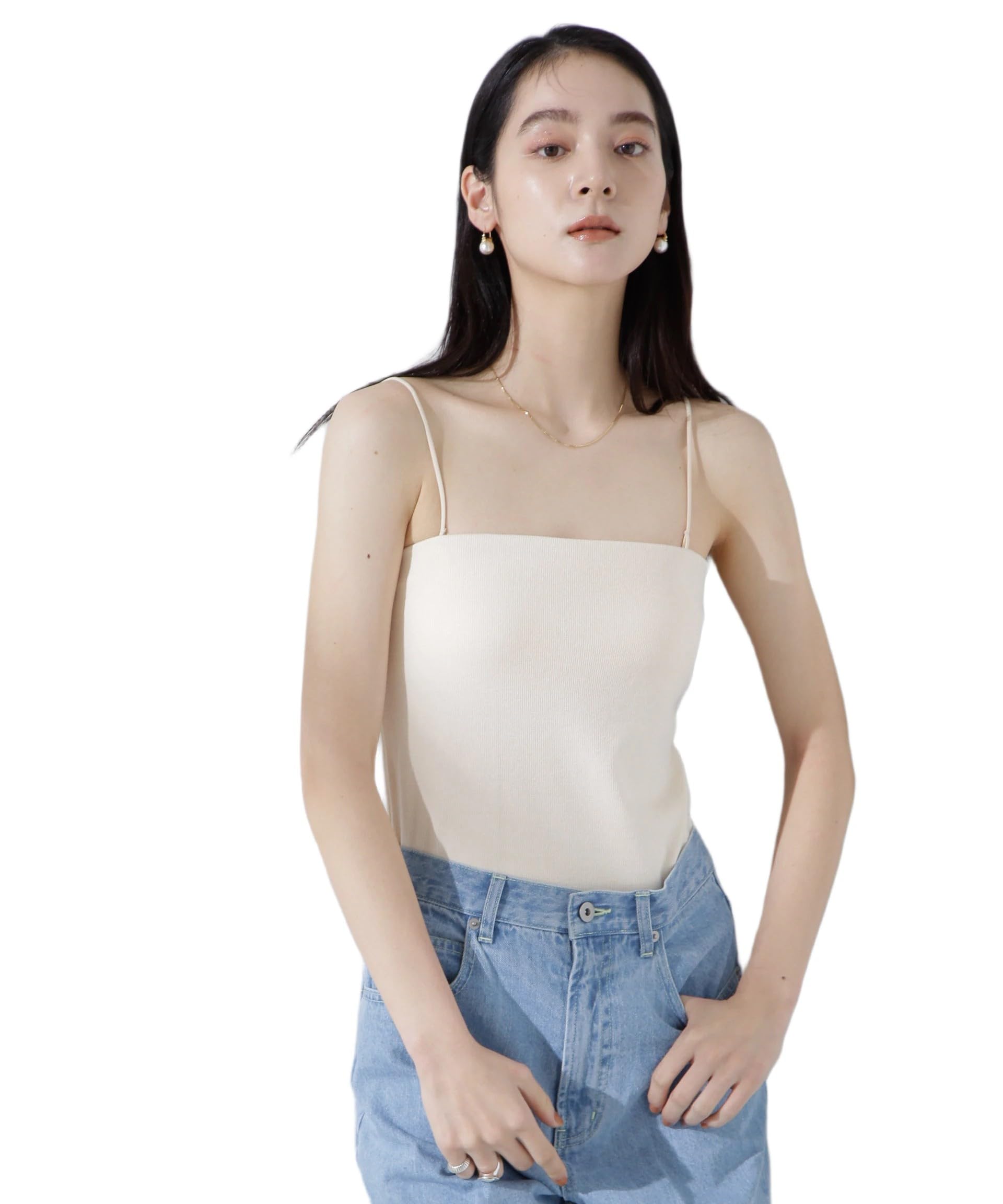 

Топ-камисоль без бретелей Nano Universe с чашками 2-в-1, женский, S, 031, молочный, 669-5124312