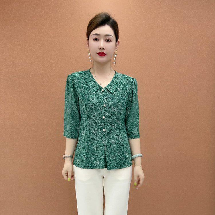 Chic Floral Short-Sleeve T-Shirt for Middle-Aged & Elderly Women - Stylish Summer Top