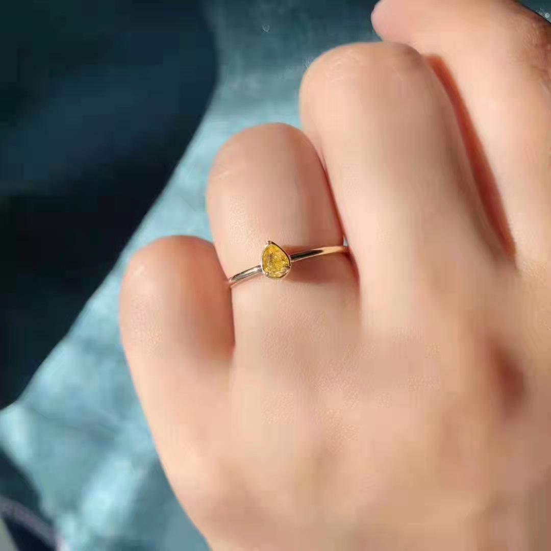 Gold-Plated Yellow Diamond Heart-Shaped Open Ring - Simple, Elegant Jewelry Accessory Adjustable Open золотой