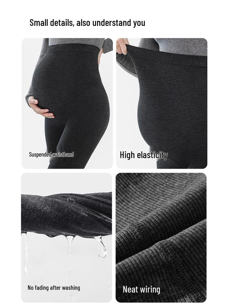 2025 New Plus Size Fleece Lined Maternity Tights - Comfortable Abdomen Support for Autumn/Winter