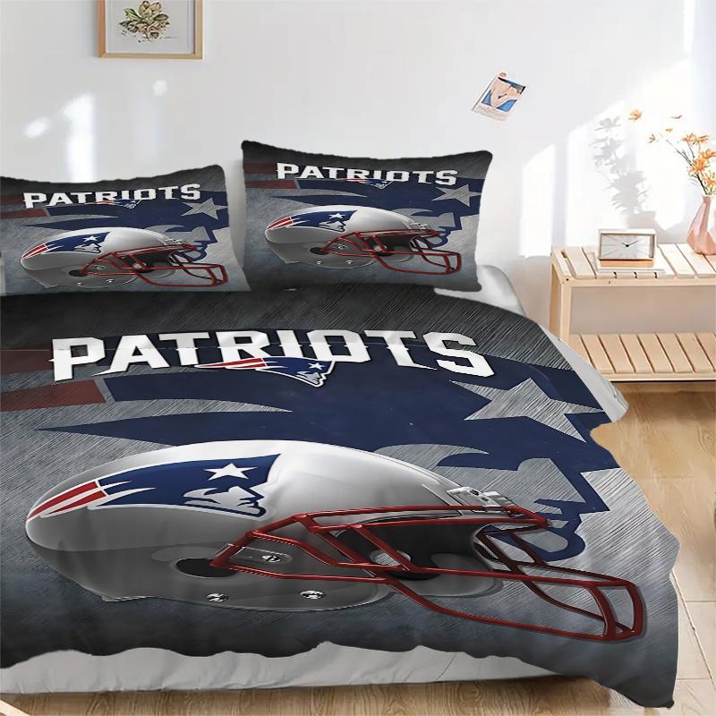 

3 шт. Набор постельного белья с принтом шлема New England Patriots для домашнего декора - Универсальный трехсекционный комплект для спальни, гостевой комнаты, гостиной, отеля - Идеальный 135x200cm