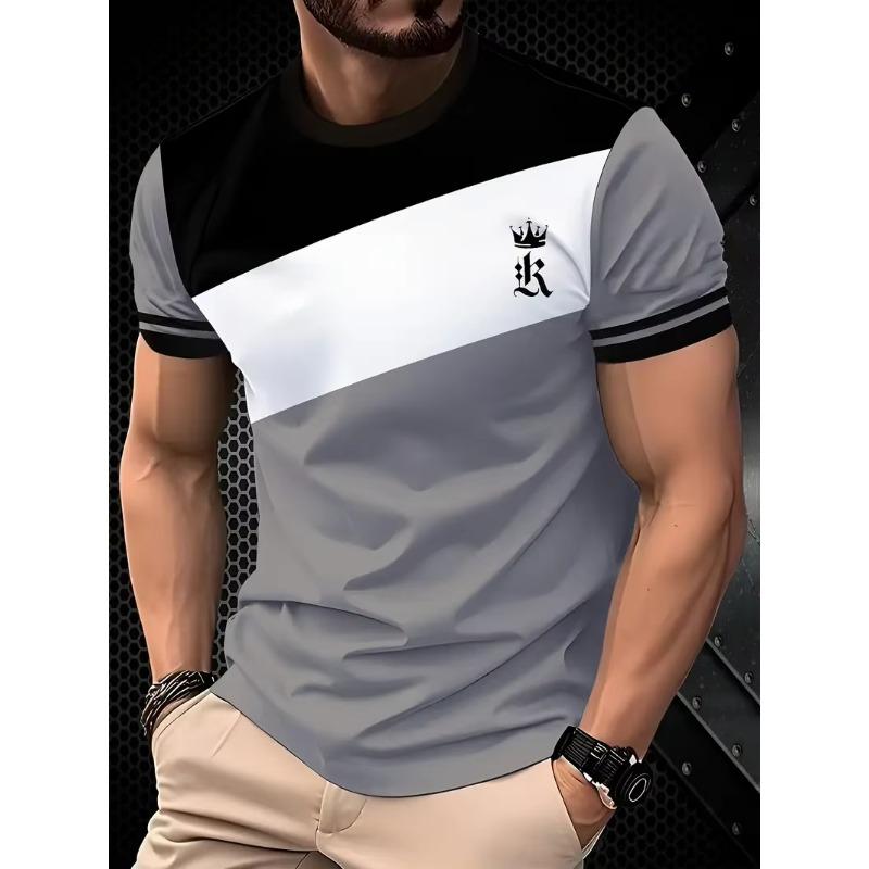 Classic Men's T-shirt Summer Outdoor Round Neck Short Sleeve Top Stripe Print Street Loose T-Shirt Male  Clothing Mens T Shirt