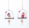Lanterna Metallica e Legno Stile Serie Natalizia Decorazione da Appendere Albero di Natale in Piedi Babbo Natale Ciondolo per Porta Articoli per Feste