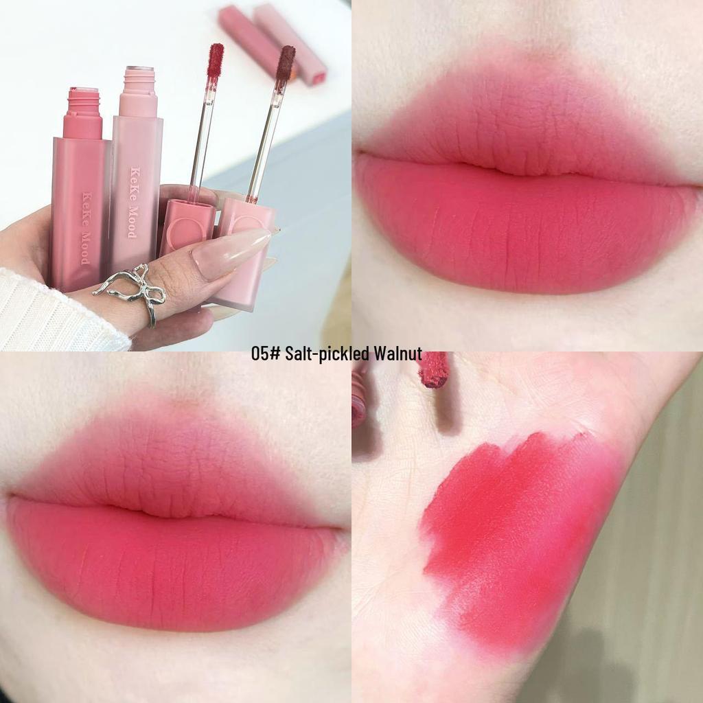 KeKeMood Mist Gummy Matte Velvet Lip Glaze - Long-lasting, Lightweight, Natural Korean Style Lipstick.