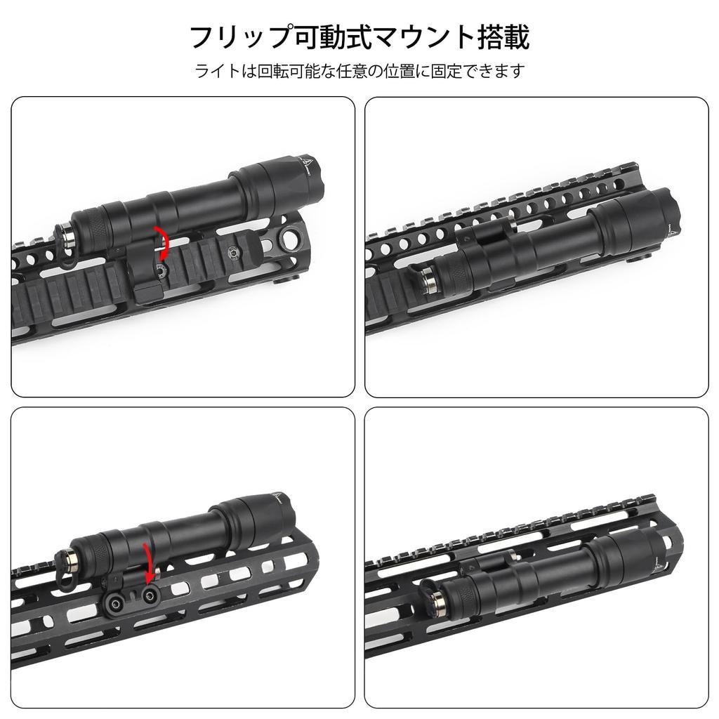 QIRUIMY SureFire M640C Type Scout Flashlight (with MLOK & 20mm Rail Mount), 800 Lumens, Airsoft Tactical Light with Remote & Push Switch, Black
