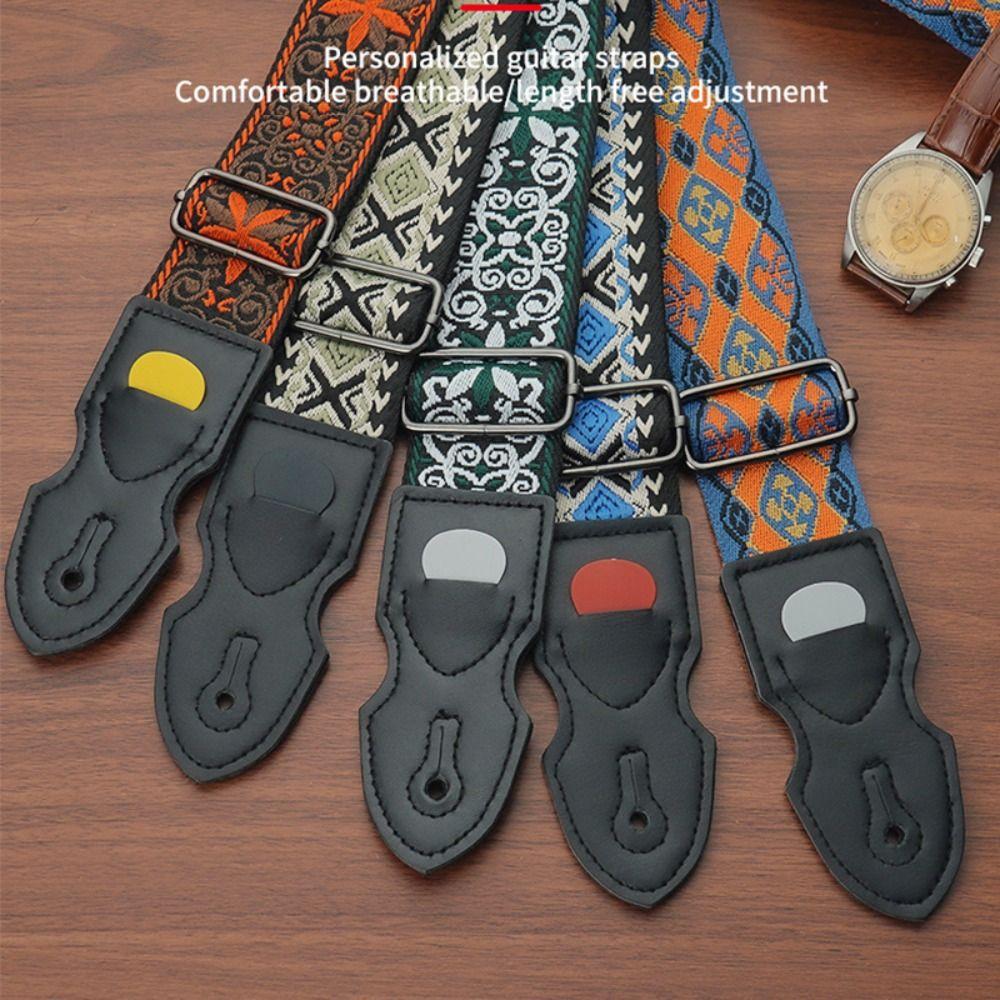 Ethnic Style Guitar Crossbody Strap Embroidery Ukulele Straps Belt Durable Guitar Strap Bass