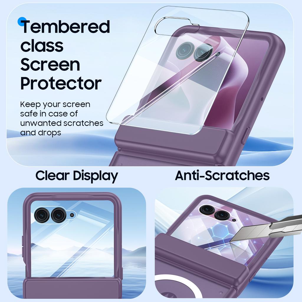 For Motorola Razr Ultra 2025 / Razr Ultra 2026 Magnetic Power,Slim Design,Screen Protector,Hinge Protection,Matte Shockproof Phone Case-Purple