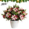 Bruiloft Centerpiece Bloemen 5 Hoofden Kunstmatige Kerststerren, Kerst Nep Dennentak met Bessen Decoratie, Herbruikbare Feestelijke Planten Kleurvast