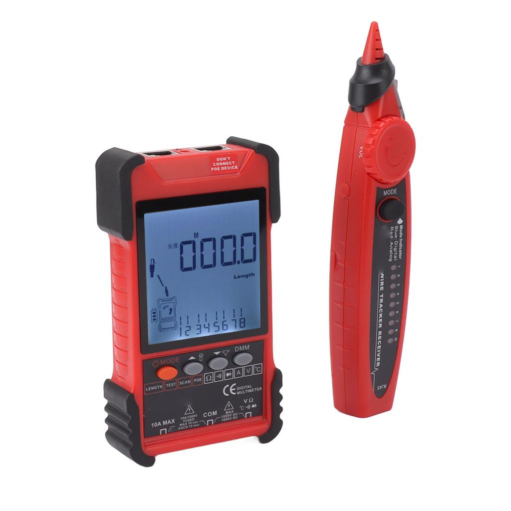 2 In 1 Network Cable Tester Digital Multimeter LCD Screen Network Wire Finder Kit for Metal Cable
