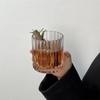 10oz 4pcs Set Coffee Cups Striped Glass Cup Juice Tea Mug Household Whiskey Cocktail Drinking Glasses Drinkware Wedding Gifts