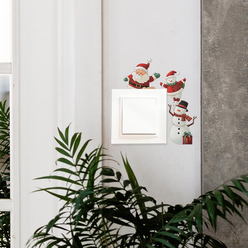 Lustiger Schneemann und Weihnachtsmann Wohnzimmer Eingang Verschönerung Schalter Wandaufkleber
