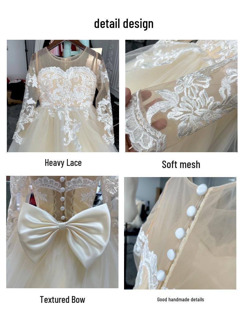 Girl's Mesh Evening Dress - Princess, Party, Flower Girl, Wedding, Birthday, Performance Costume