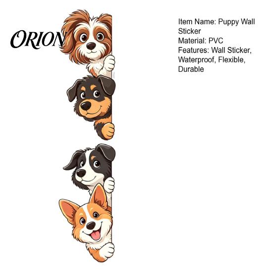 Durable Sunproof Vinyl Stickers Cartoon Puppy Wall Sticker, Easy Apply Waterproof PVC Decal, Creative Flexible Cut to Size Dog Pattern Glass