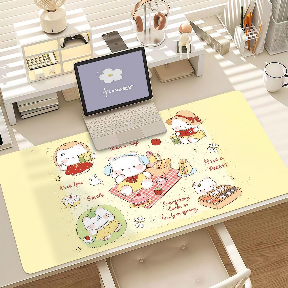 Anime Cute Cat Blessing Mouse Pad Anti Slip Rubber Edge Locked Thickened Laptop Gaming Desk Mat