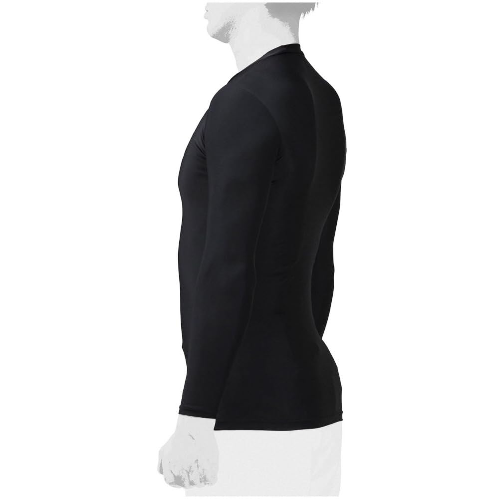 Mizuno Baseball Low Long Inner 12JA0Q0109 Undershirt, Neck, Sleeve, Shirt, 2-Pack, Fitted, (Black/3L/Men's)
