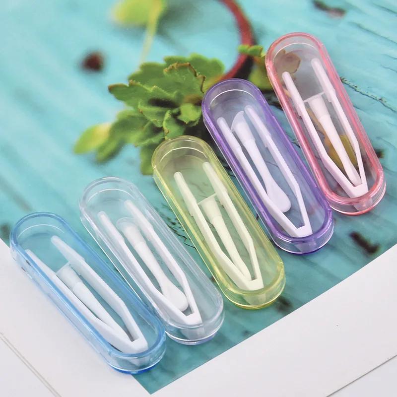 Candy Color Contact Lens Tweezers Women Men Portable Small Contact Lense Case Box Cute Plastic Mini Suction Stick for Lenses