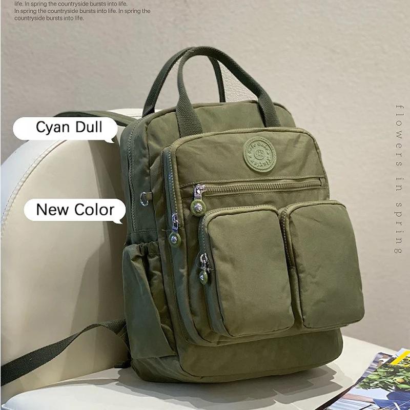 

Рюкзаки большой вместимости для женщин Водонепроницаемый повседневный рюкзак Легкий дорожный рюкзак Нейлон Однотонный Многокарманный Школьный рюкзак 37cmX10cmX29cm