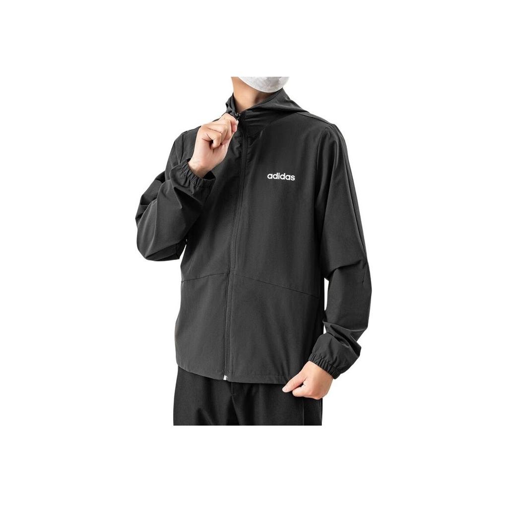 Adidas Solid Color Hooded Casual Long Sleeve Jacket Unisex Jacket Black JN8451