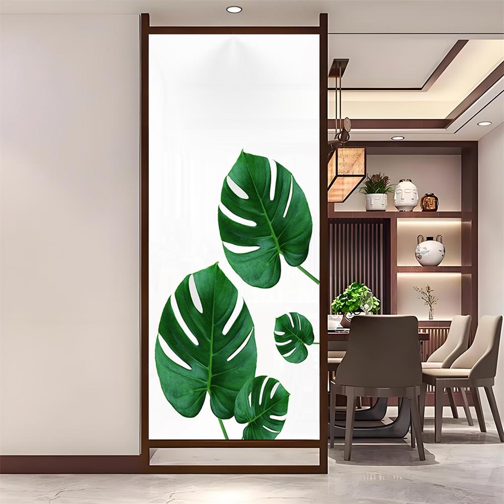 

Privacy Window Film Plant Style Decorative Static Cling Window Film Stained Glass Window Sticker for Home Decor 46 (as the picture,40x100cm WxH)