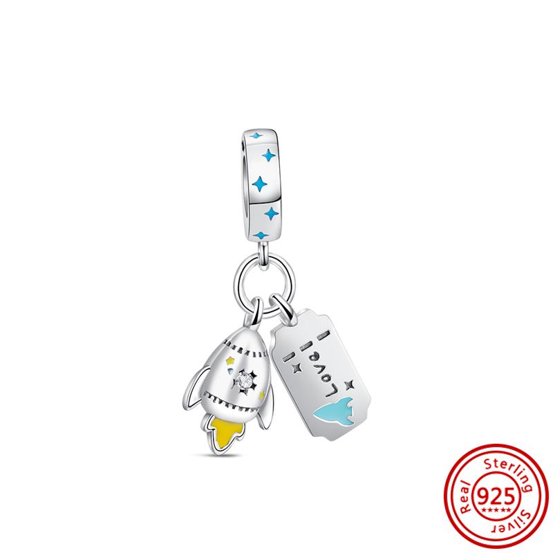 

Новинка из стерлингового серебра 925 пробы, подвеска-чемодан-ракета, спасательный круг для яхты, подходит для оригинального браслета, сделай сам, бусины, висячие женские украшения