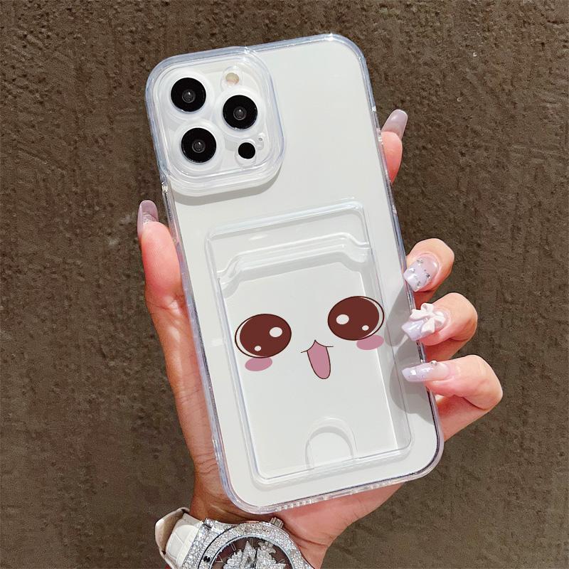 Kartenfach Halter Silikon Brieftasche Tasche Hülle Für Oppo Reno 14F 12F 13F iPhone 14 16 15 Redmi Note 12 13 Pro Samsung A54 A24 Hülle Transparent Handy Bumper