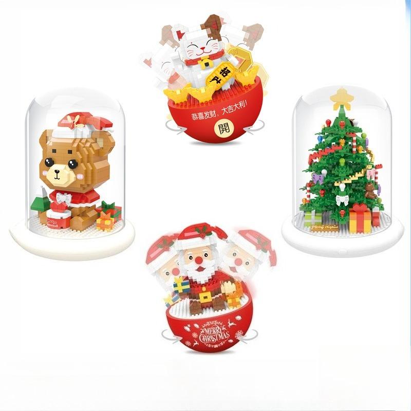 Christmas moc building blocks for Adults DIY bricks construction set Santa Claus Desk Decor Holiday girl Gift Aseemby Models Toy
