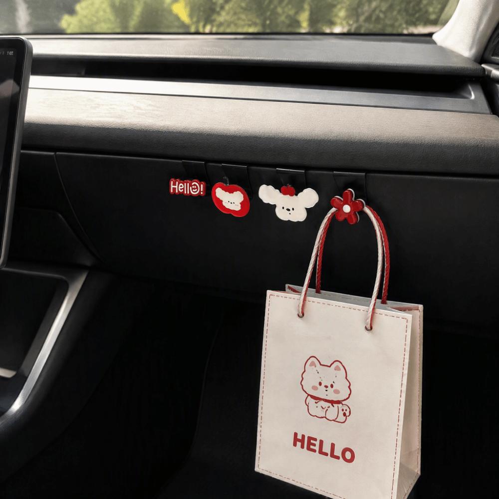 Cartoon Pattern Car Storage Hook Universal Hidden Glove Box Hanger Large Load-Bearing Car Organizer Clips