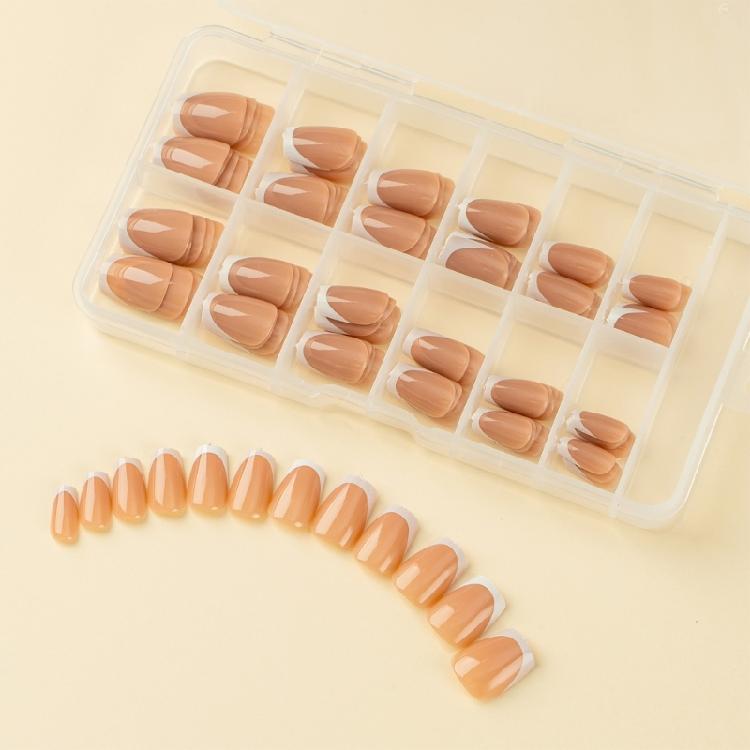 120x/Box Full Cover Stick On Nails French Tip Press On Nails Coffin False Nails Manicures Suppliss