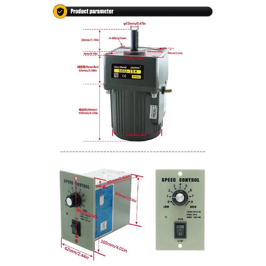 40W Micro AC Motor 1Phase 220v 50/60hz Asynchronous Motor Induction Motor Shaft 12mm For Packaging Machine With Speed Regulator