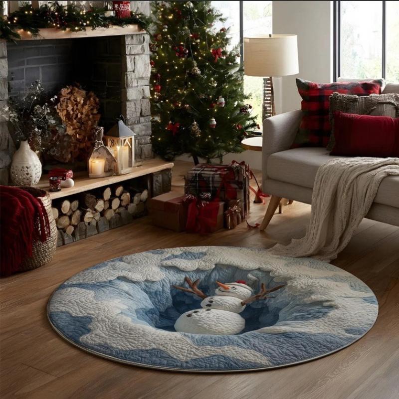 

Різдвяні кришталеві вельветові килимки, прикраса для входу в дім, напівкруглі килимки, протиковзкі килимки для туалетів 80*80cm