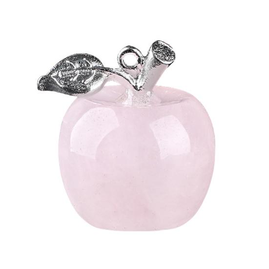DIY Necklace Pendant Fruit Shape Natural Faux Crystal Pendant with Electroplated Silver Leaf Buckle 20mm Mini Ornament