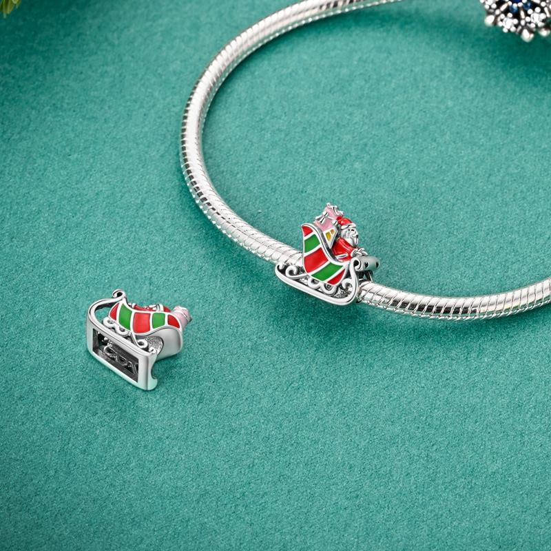 Real Copper Merry Christmas Charms Santa Claus Bead Fit Original Bangle Pendant Bracelet Diy Gift For Friend