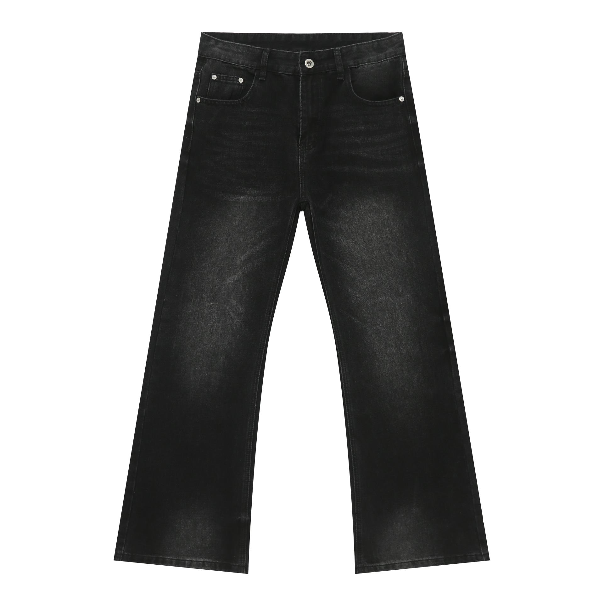 

Nirben Американский Хай-стрит Мужские Джинсы Деним Ретро Вываренные Микро-клеш - Новые Свободные Прямые Джинсы Швабра M черный серый