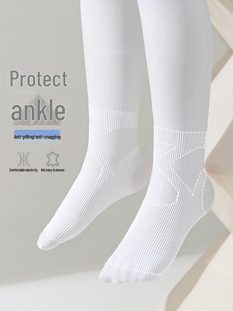 Girls' Spring & Summer Dance Footed White Velvet Tights - One-Piece Base Layer