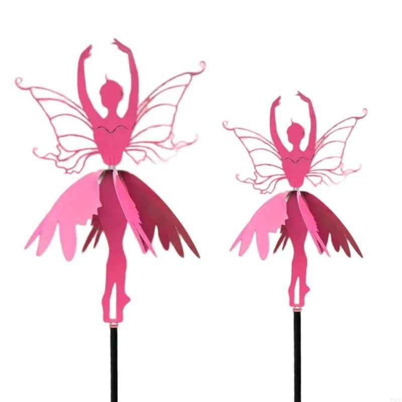 Y5JC Pinwheels for Yard and Garden Flower Fairy Dancing Wind Spinners Amidst Wind Spinners Garden Statue Metal Ballerinas