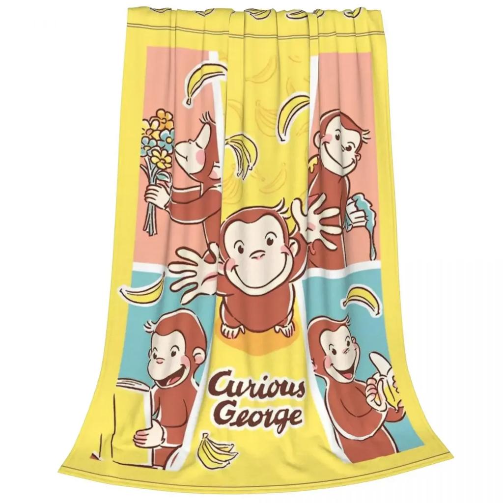 Curious George Spooky Fun Fuzzy Blanket Cartoon Monkey Funny Throw Blankets for Home 200x150cm