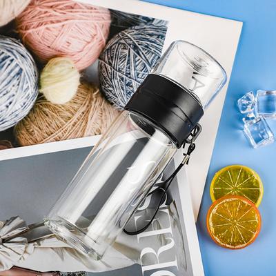 Tea Separation Glass Cup with Double-layer Heat Insulation Inside and Outside, Rope Lifting Cup with Filter, Fashionable Business Tea Cup