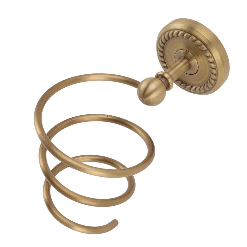 Antique Brass Blow Dryer Holder Wall Mounted Hair Dryer Rack Hair Care Tools Holder Home Supply