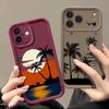 Custodia Creativa con Motivo Tramonto Cocco per iPhone 17 Pro Max 17e 16e Cover Bumper Morbida in Silicone Antiurto per iPhone 16 15 14 13 Pro Max 11