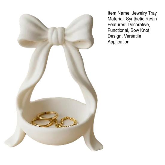 Bow Jewelry Tray Decorative Bow Knot Key Dish Tray Resin Jewelry Dish Tray Rings
