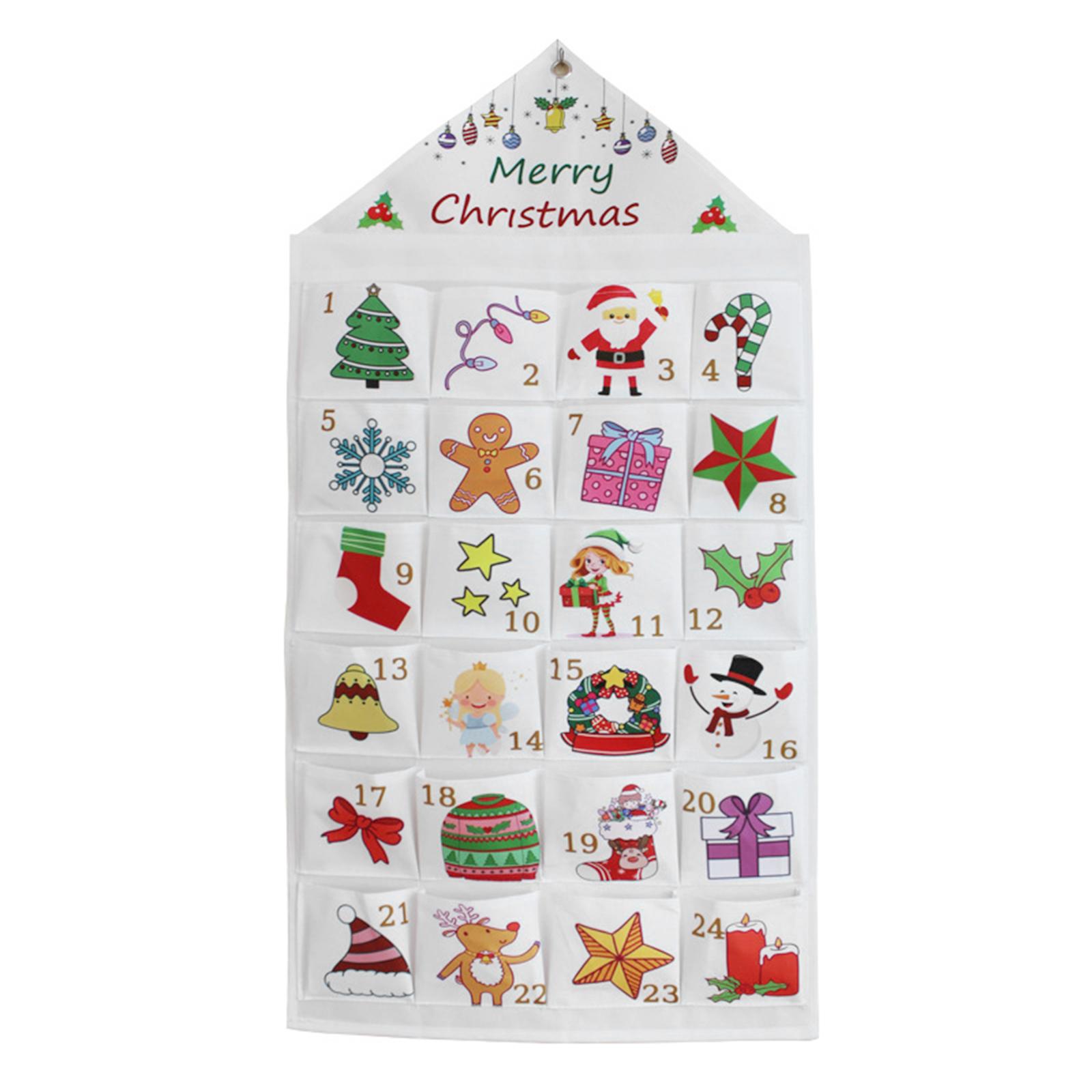 

Wall Hanging Decor Xmas 2025 Christmas Advent Calendar with 24 Pockets Reusable Countdown Calendar Home Christmas DIY Decoration Calendars