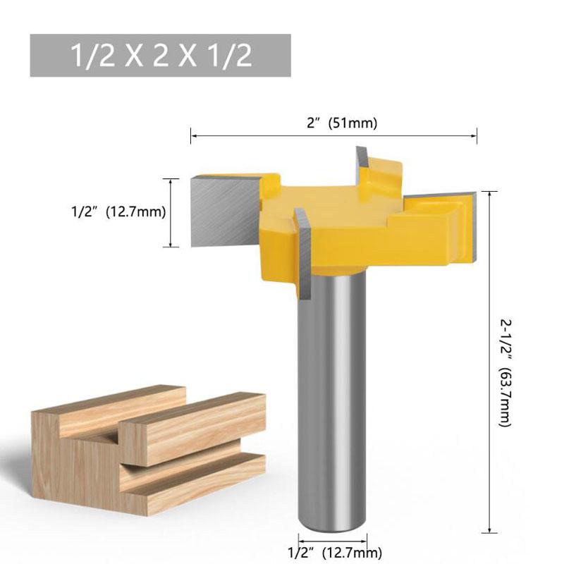 4 Edge T Type Slotting Cutter Woodworking Tool Router Bits For Wood Industrial Grade Slotting Milling Cutter 8mm 12mm 1/2inch Shank