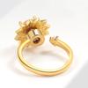 Sunflower Adjustable Ring For Women With Zircon Micro Inlay Gold Plated Jewelry Accessory
