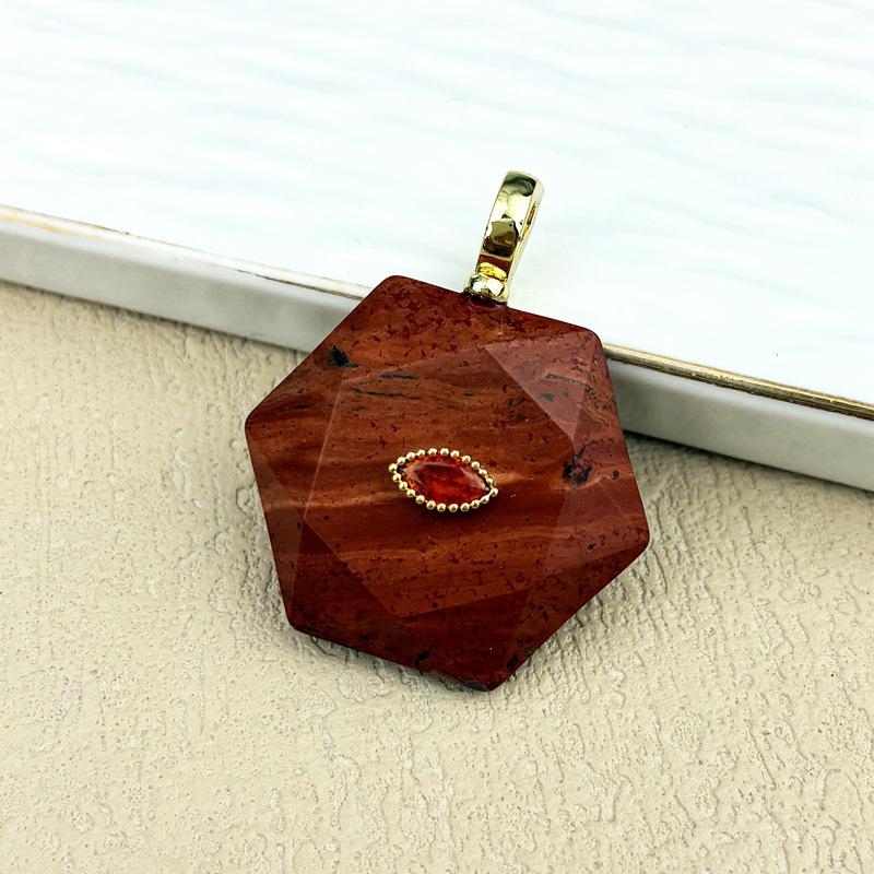 Hexagram Rose Quartz and Rhodonite Crystal Pendant Sweater Chain Jewelry