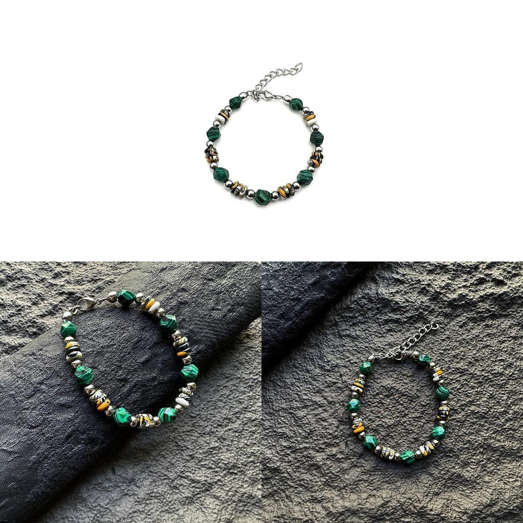 Vintage Malachite Beaded Bracelet For Men Women Handmade Geometric Jewelry Gift For Summer 2025
