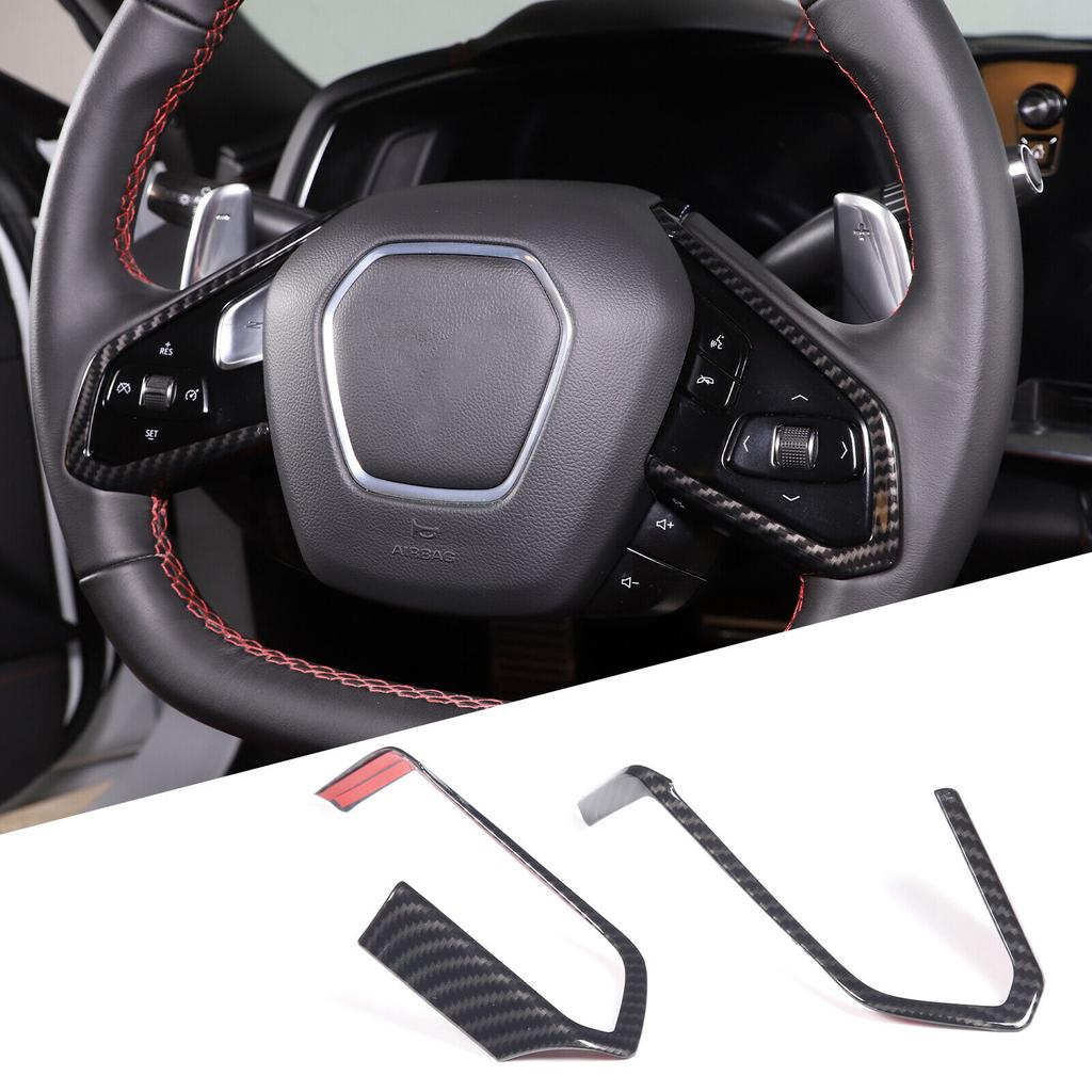 Carbon Fiber Interior Steering Wheel Trim Cover For Corvette C8 -2025 US