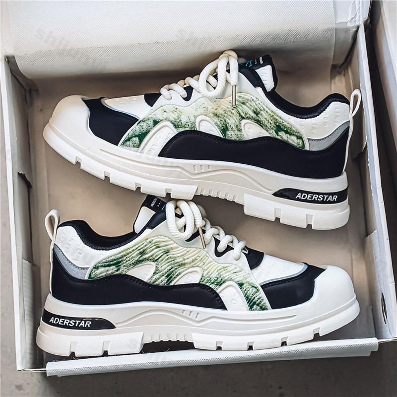 Fashion Men Shoes 2025 New Spring Fashion Trend Niche Design Breathable Thick Soled Flat Shoes Sports Comfortable Casual Chunky Sneakers