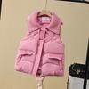 Autumn and Winter Women's New Stitched Lapel Zipper Pocket Fashion Solid Color Chinese Vest Jacket